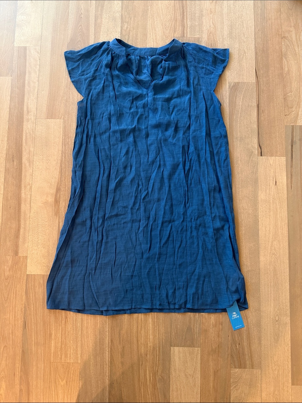Cupshe Navy Blue Short Sleeve Swim coverup